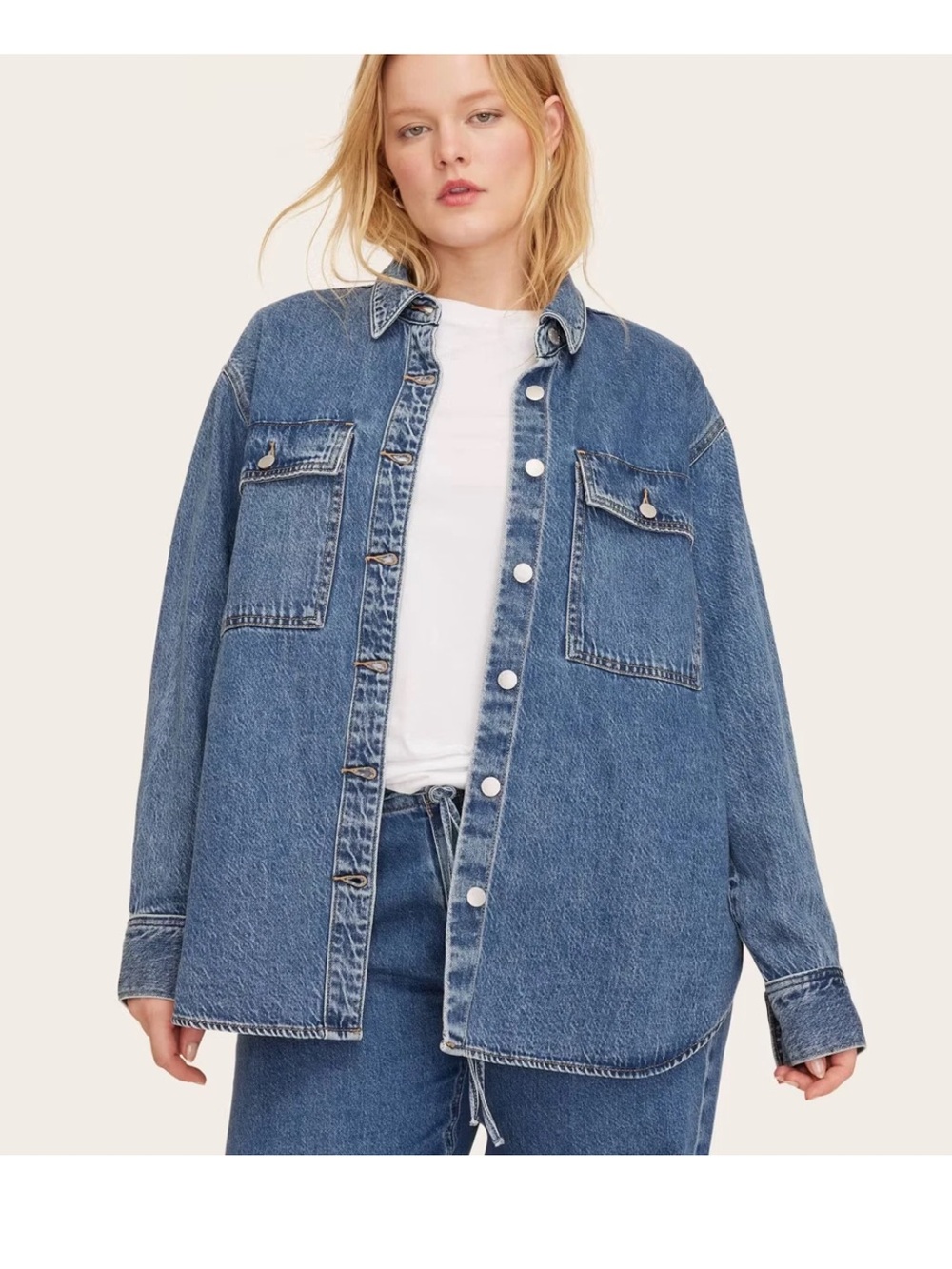 Parke X Target Women’s Long Sleeve Denim Shacket Medium Wash Medium NWT